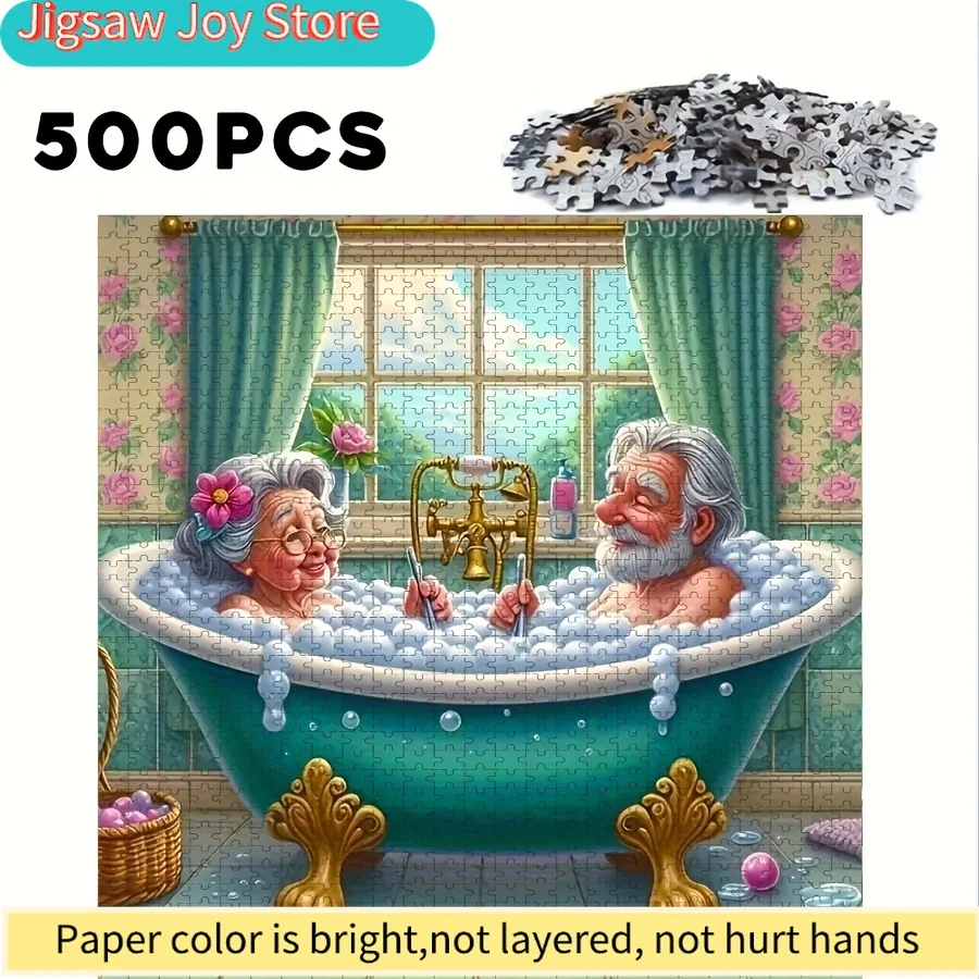 

500pcs Jigsaw Puzzle - Elderly in Bath Theme - Fun Family Education & Relaxation Game - Perfect Home Decor Gift & Office Artwo