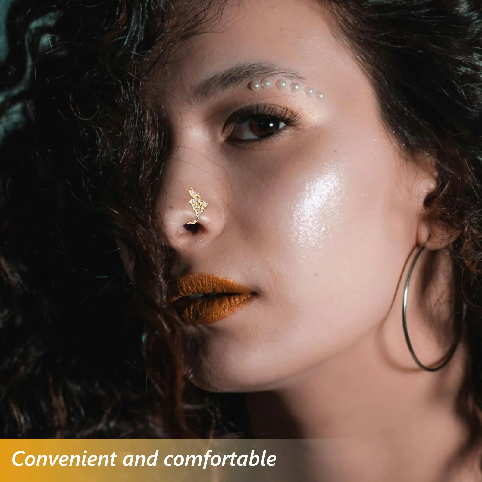 6 قطعة مقاطع الأنف غير ثقب U-شكل ورقة زهرة العين تصميم مشبك قابل للتعديل على الأصفاد الأنف للنساء الرجال المألوف تألق