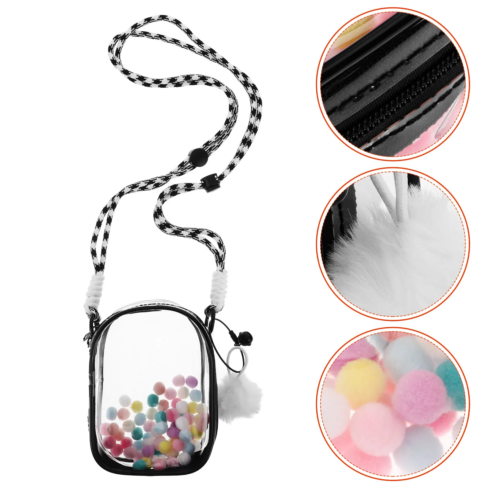 

Clear Figure Display Bag Portable Storage Case Shoulder Strap Pom Poms Dustproof Small Organizer for Mini Figures Collectibles