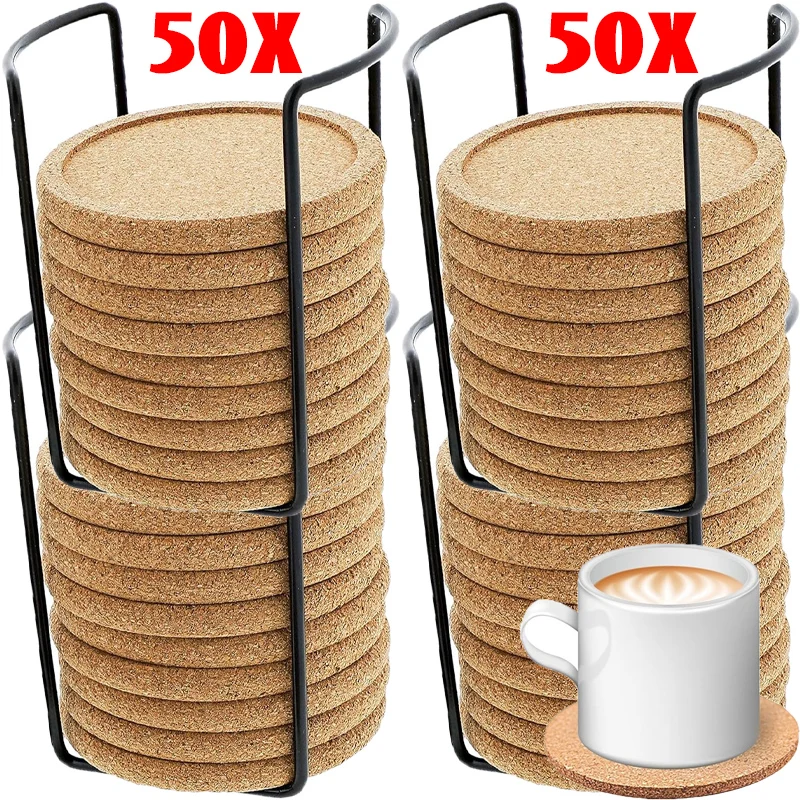 Coffee Tea Holders - Natural Wooden Round Cork Coasters DIY
