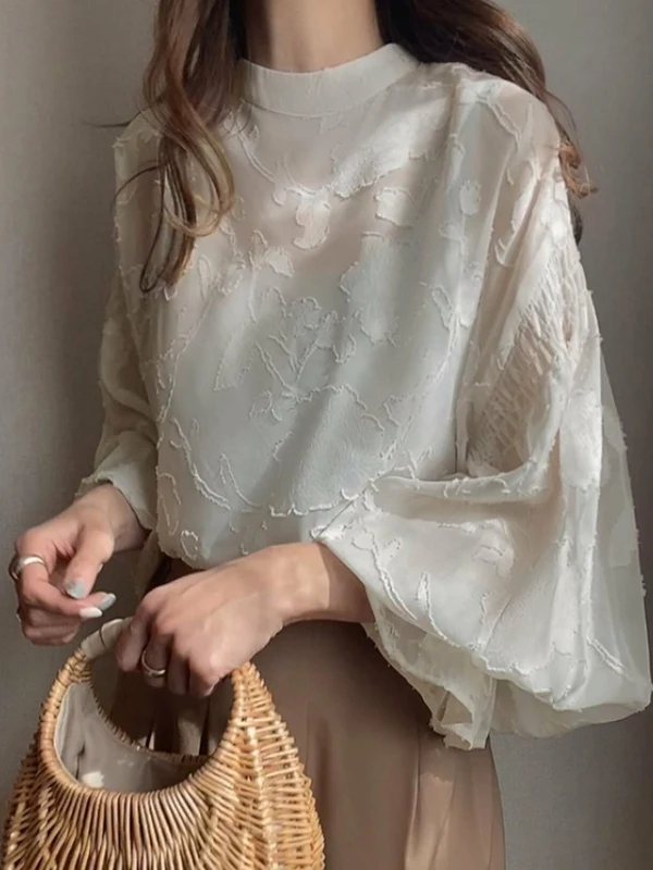 Dupla Face Desgaste Bolha Sve Lace irt Chiffon Ele Feminino Faion Coleção Outono Estampa Floral Longo Sve redondo Ne