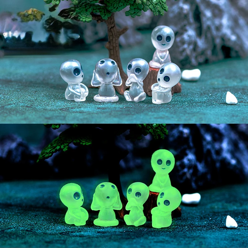 Cute Luminous Elves Mini Garden Figures for Fish Tank Decor | Kodama Glow-in-the-Dark Resin Micro Landscape Figures