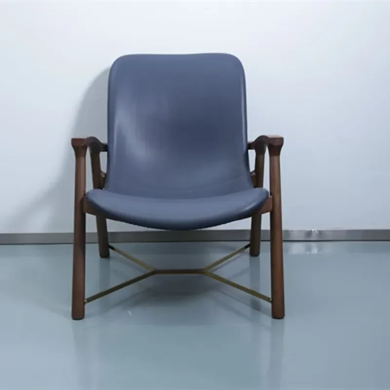 

-Furniture Modern Nordic Lounge Armchair Leather Sofa Leisure Chair With Ash Wood Frame For Bedroom School