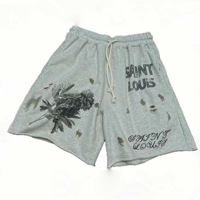 

Streetwear Saint Basketball Shorts Fashion Spring Summer New Alphabet Printed Pants SAINT Gray Men Women Sweatpants