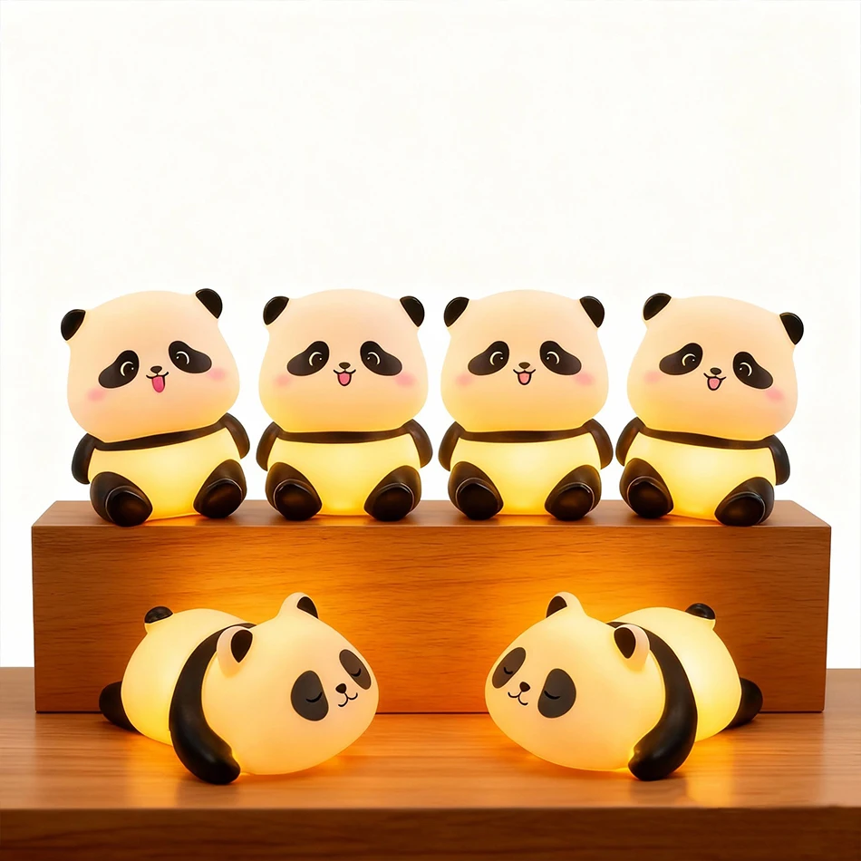 عالية الجودة الباندا LED ضوء الليل غرفة المعيشة لطيف السرير الباندا PVC مصباح Kawaii الديكور الإبداعي هدايا عيد الميلاد عيد الميلاد