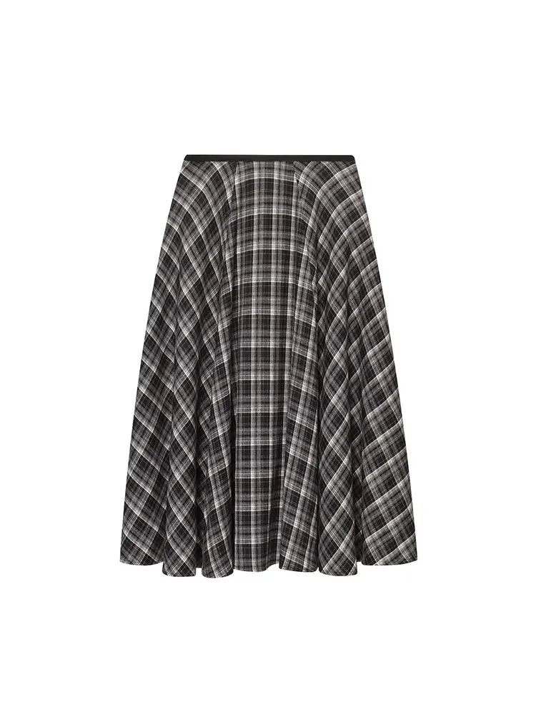 TFAFXY Vintage Plaid Printed Women Long Skirts 2025 Autumn Winter Zipper High Waisted A Line Swing Midi Long Skirt Y2K
