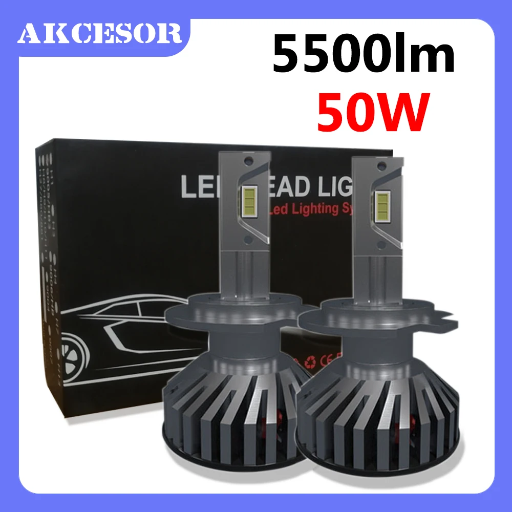 

Car Headlight Bulbs LED H7 H11 9005 9012 Auto Lamp 50W 5500lm Cooling Fan Super Bright Pack of 2