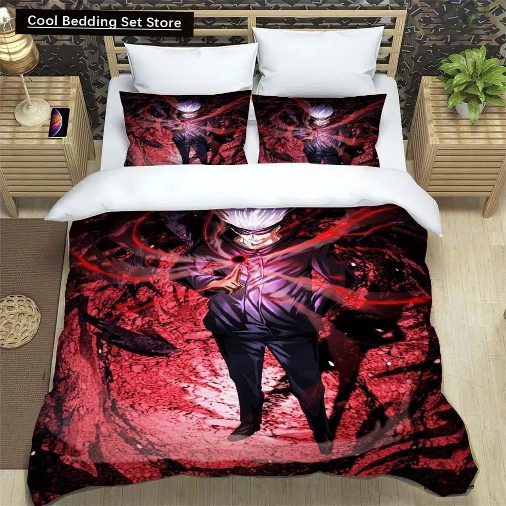 

3D Anime Jujutsu Kaisen Satoru Gojo Christmas Gift King Twin Double Child Bedding Set Microfiber or Polyester Duvet Cover Set