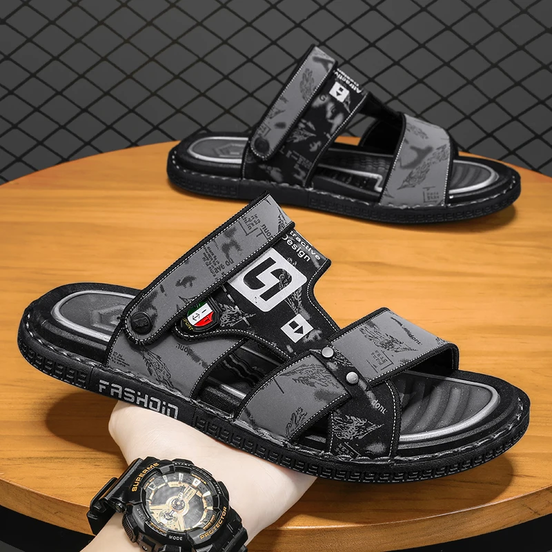 Men's sandals summer fashion non-slip casual sandals men's outdoor dual-use beach shoes driving slippers student sports sandals