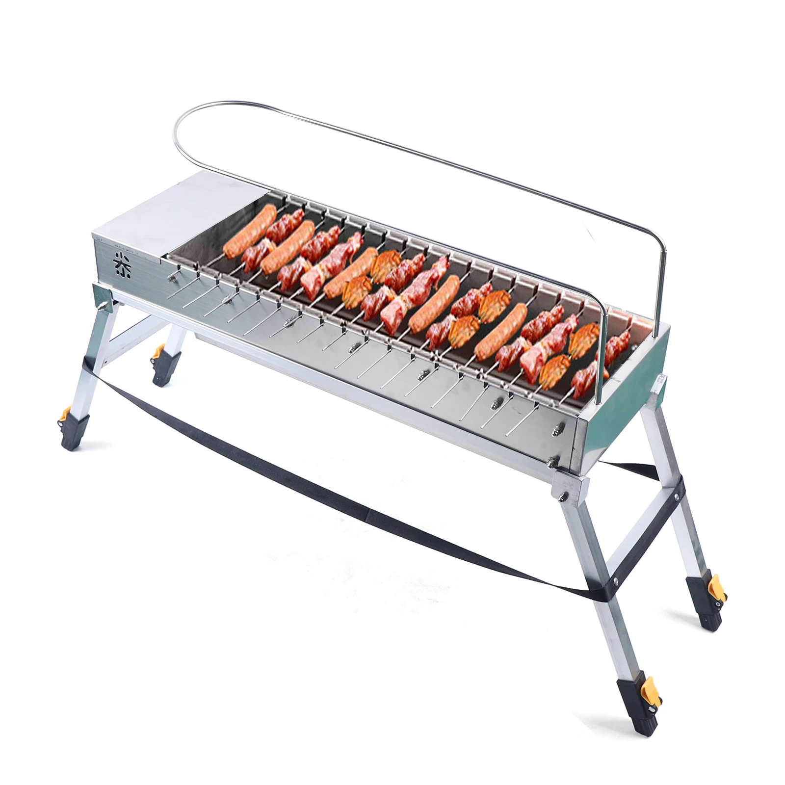 Automatic Grill Stainless Steel Automatic Turning W/Dual-side Independent Rotating System Anti-slip Feet for Picnic Camping