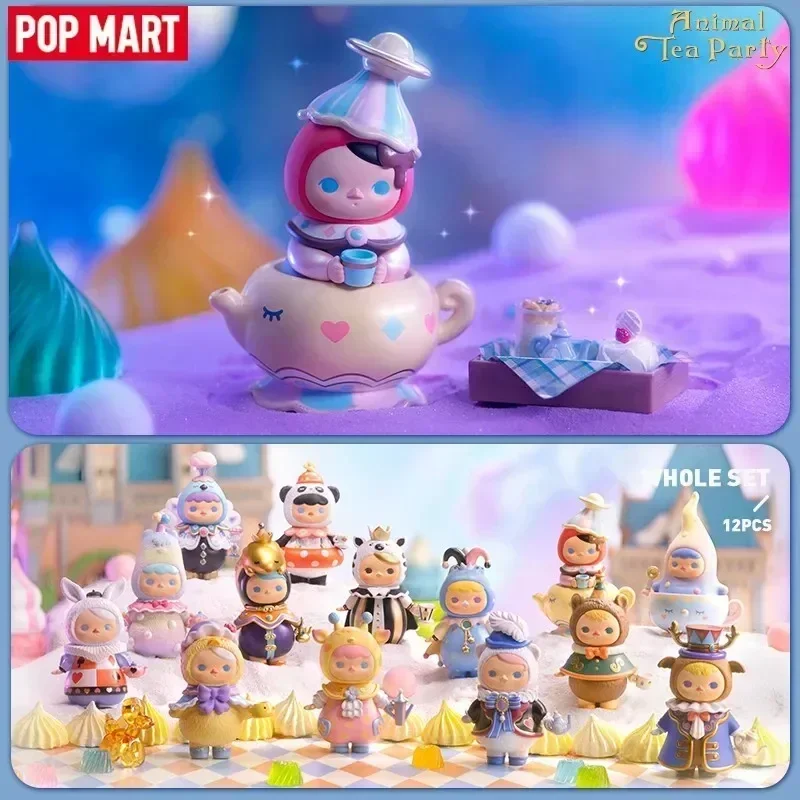 POP MART PUCKY ANIMAL TEA PARTY Series – Figurines mystères tendance en boîte surprise – Modèle mignon – Cadeau d'anniversaire