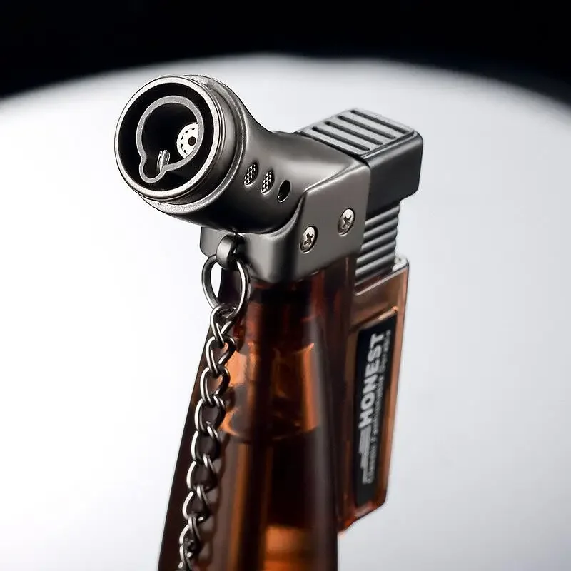 HONEST Large-capacity Straight Jet Torch Lighter Windproof Straight Blue Flame Cigar Lighter Portable Outdoor Lighters Smoking