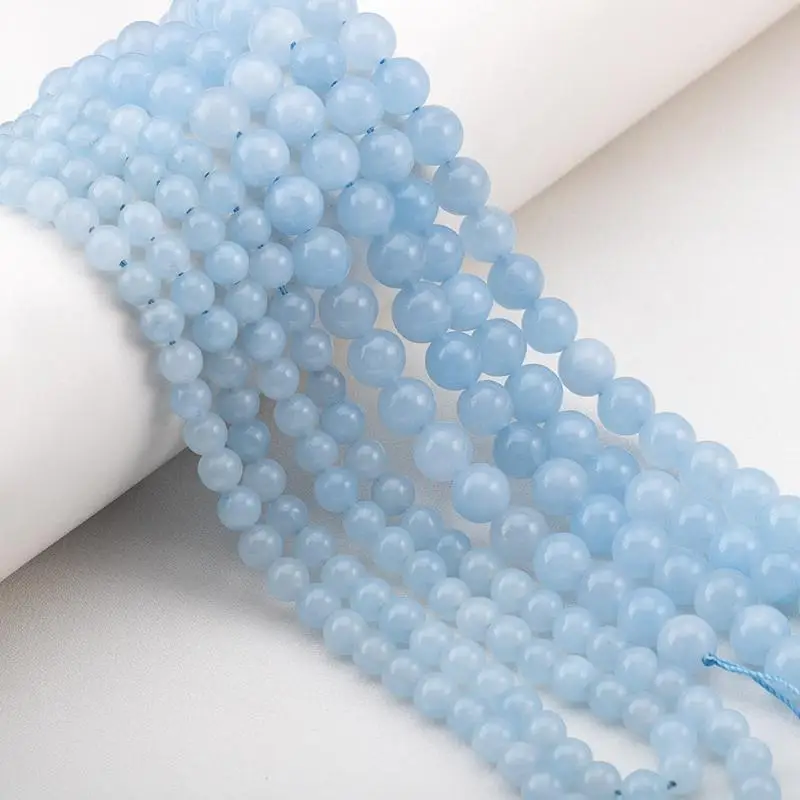 Aquamarin Runde Blaue Edelsteinperlen in Verschiedenen Größen zur Auswahl für DIY-Halsketten, Armbänder, Schlüsselanhänger, Schmuckherstellung und Bastelarbeiten – Detail 5