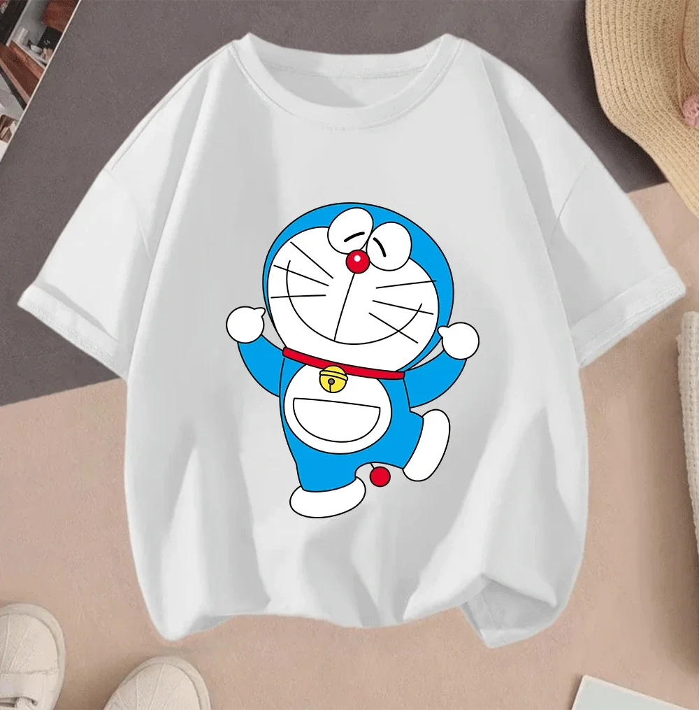 

2026 Summer Hot Sale Doraemon Cartoon Short Sleeve Casual Tee For Teenager Children Boys Girls