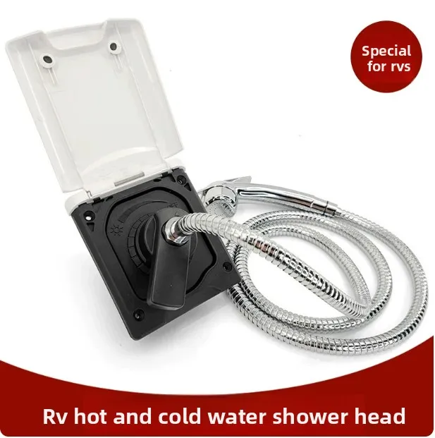 RV External Shower Kit Camper Van Modification Hot Cold Adjustable Showerhead Embedded