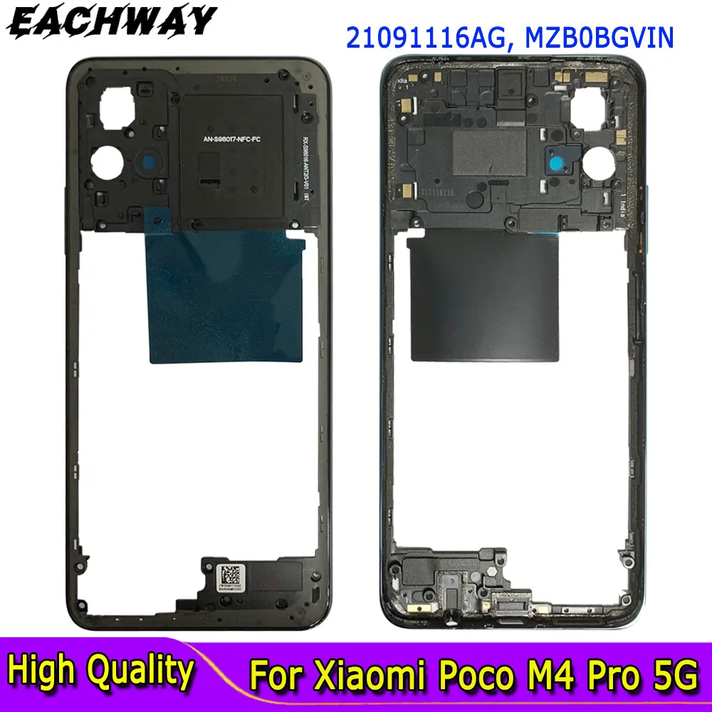 Middle Frame For Xiaomi Poco M4 Pro 5G With Volume Button Front Housing Middle Bezel Chassis For Poco M4 Pro 5G Middle Frame