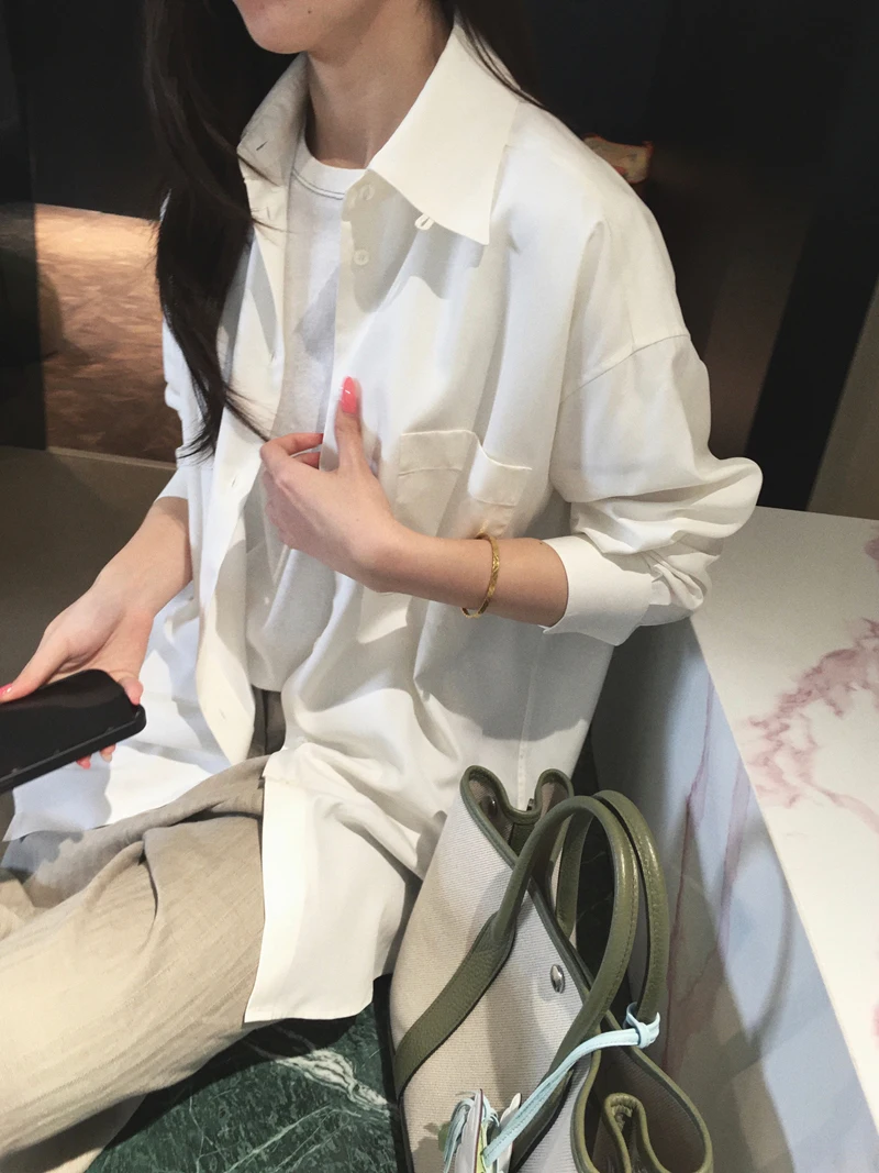 

Рубашка Cuijia из шелкового шифона с длинным рукавом в итальянском стиле, с воротником-стойкой, драпировкой, из хлопковой ткани, свободного кроя, для женщин