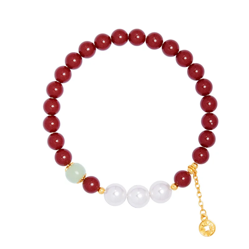 Cinnabar Bracelet Landing Bracelet Benmingnian Red Rope Attracts Wealth Beaded Amulet Guardian High-grade Jewelry All The Luck