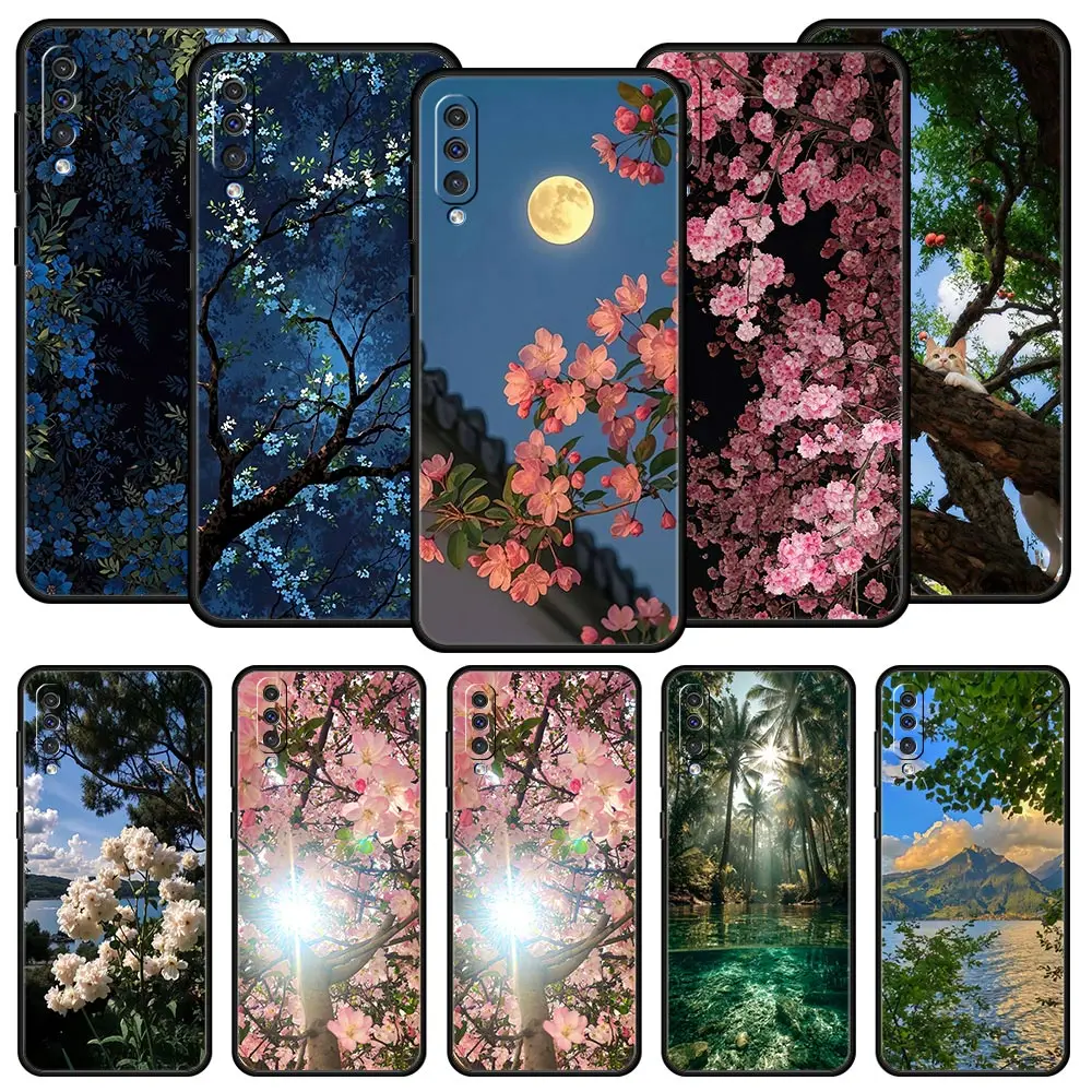 Phone Case For Samsung A56 A36 A26 A24 A12 A14 A16 A50 A70 A22 A32 A34 A54 A42 A52 5G A06 Cover Fashion Tree Summer Flower