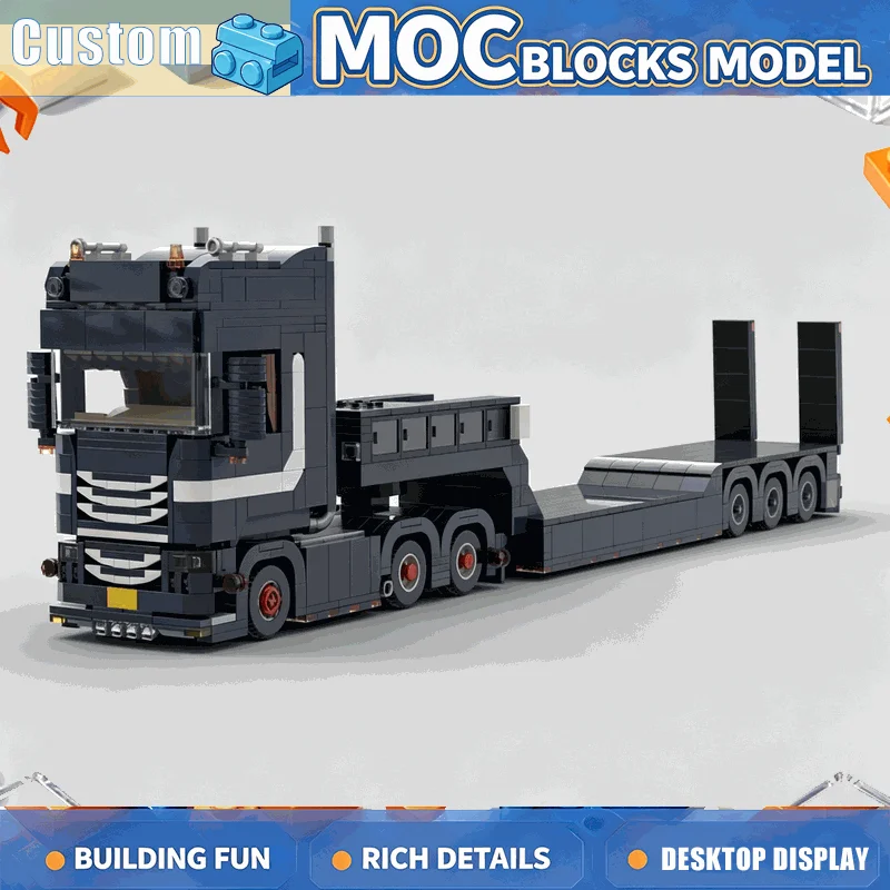 ​1440 PCS Building Blocks Heavy Transport Truck Low Loader Trailer Vehicle Model DIY Assembly Set Collection Display Home Gift