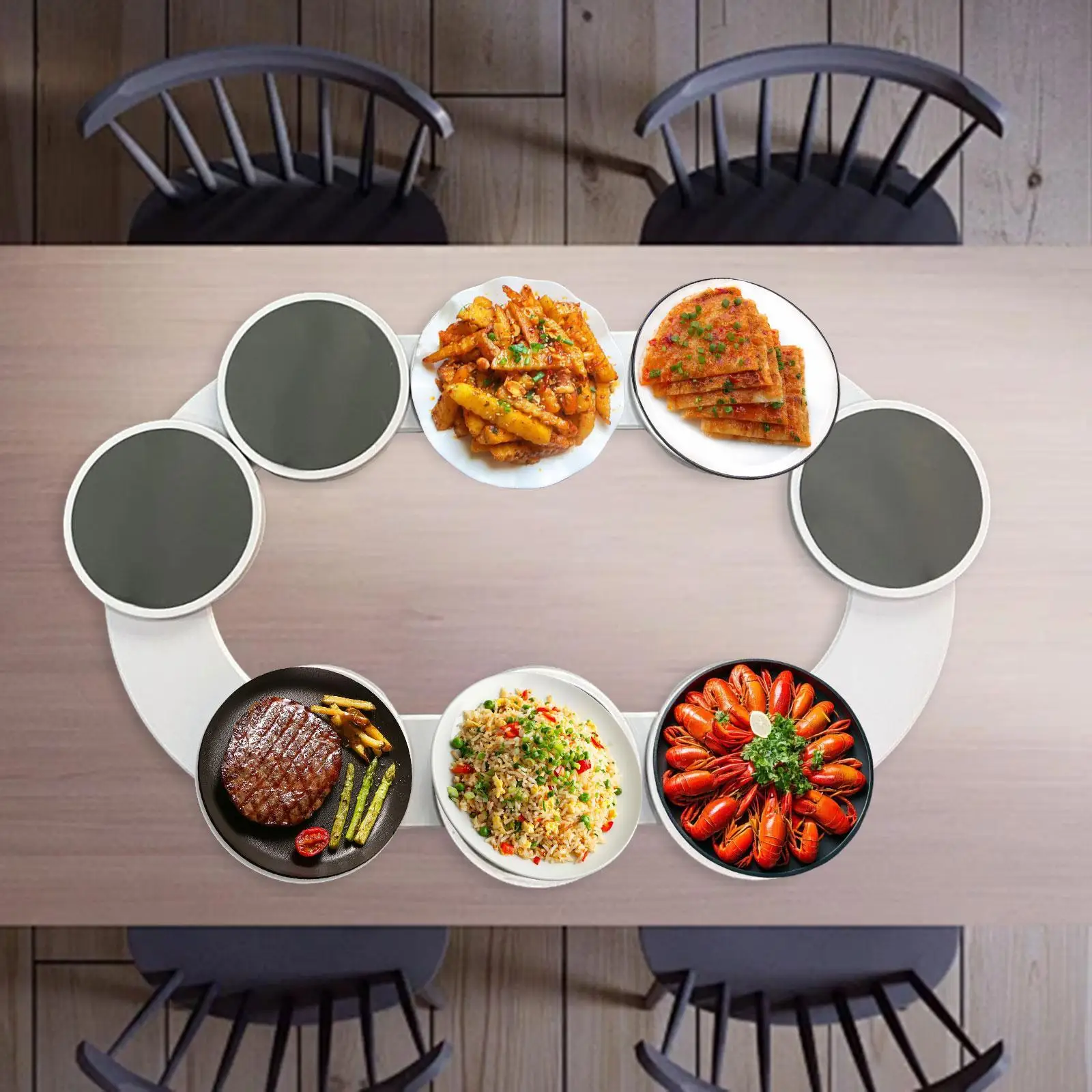 Dining Table Swivel Tray Non Skid Lazy Susan Convenient Rotating Food Turntable Rotating Plate Helper for Restaurant Kitchen