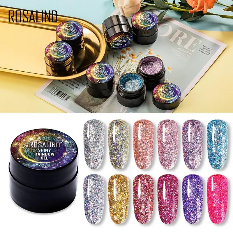 Rosalind Gel Nagellak Set Shiny Platina Nagels Art Voor Manicure Gel Lak Uv Kleuren Top Base Coat Primer Hybrid vernissen SN70