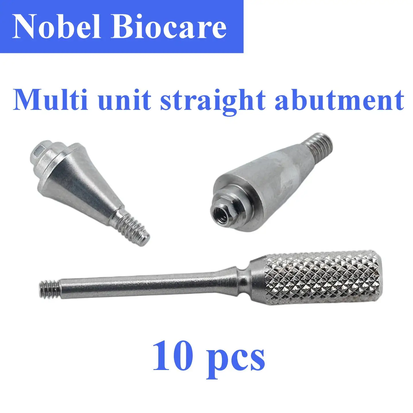 10Pcs Dental Multi Unit Straight Abutments Fits Nobel Biocare System Titanium Multiunit Prosthodontic Screws Insertion Tools Kit
