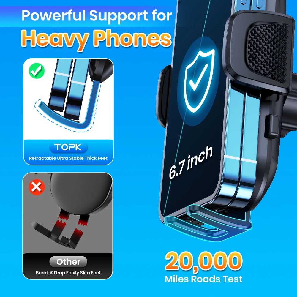 TOPK Gravity Auto-Handyhalterung für Lüftungsschlitze, automatische Greifhalterung ohne Magnet, Ständer für iPhone 15 14 Samsung Xiaomi, Auto-GPS-Halterung – Detail 4