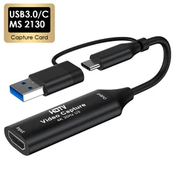 MS2130 Chip typu C USB3.0/2.0 karta przechwytująca 4K kompatybilny z HDMI chwytak wideo 1080P nagrywanie gier transmisja na żywo dla PS4 Xbox