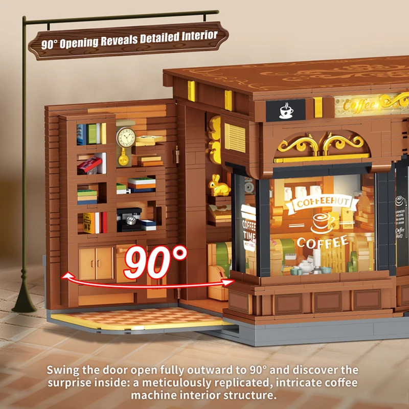 مقهى البيت وحدات المباني كتل مدينة عرض الشارع شقة مخزن العمارة الطوب أطقم منمذجة الكبار طفل هدية 1904 قطعة #3