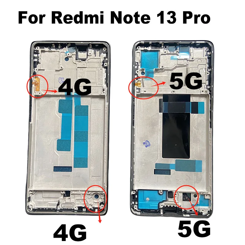 For Xiaomi Redmi Note 13 Pro 4G 5G Middle Frame LCD Screen Front Frame Housing Bezel Chassis Plate Replacement