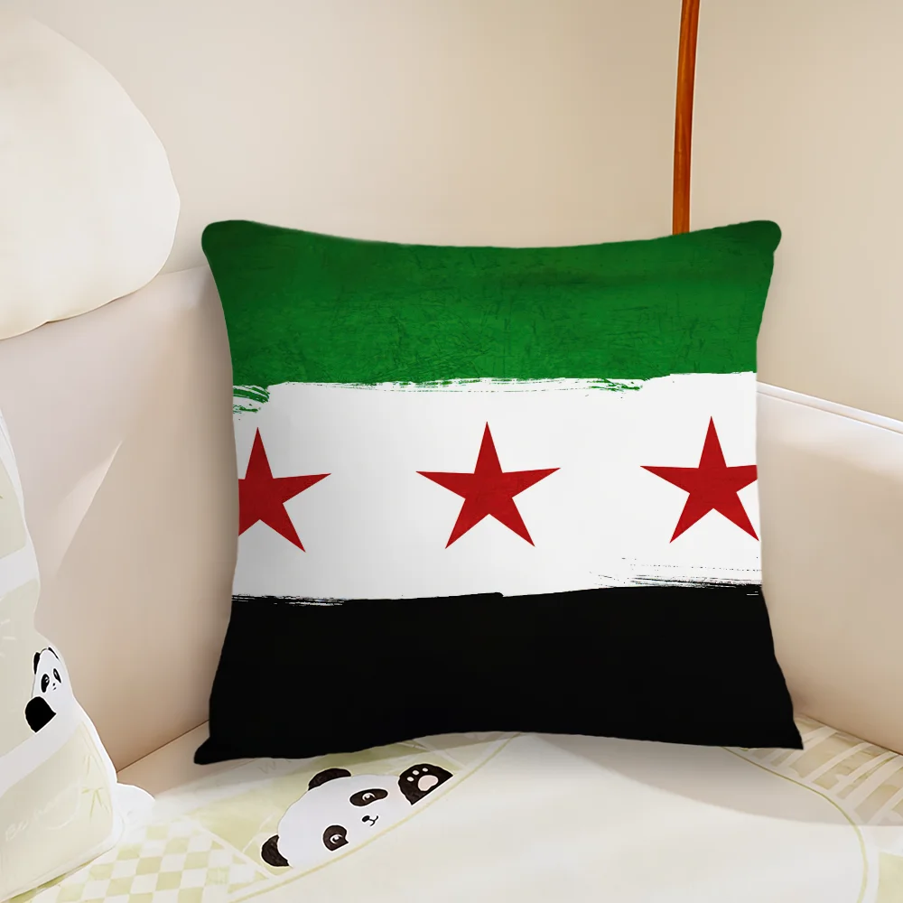 S-Syrian Revolution Flag Pillow Case Living Room Sofa Cushion Cover Suitable For Home Bedroom Room Decoration