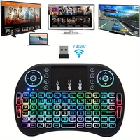 I8 Mini Wireless Keyboard 2.4G English Lithium RGB Colorful Backlit Air Mouse with Touchpad for Android TV Box PC