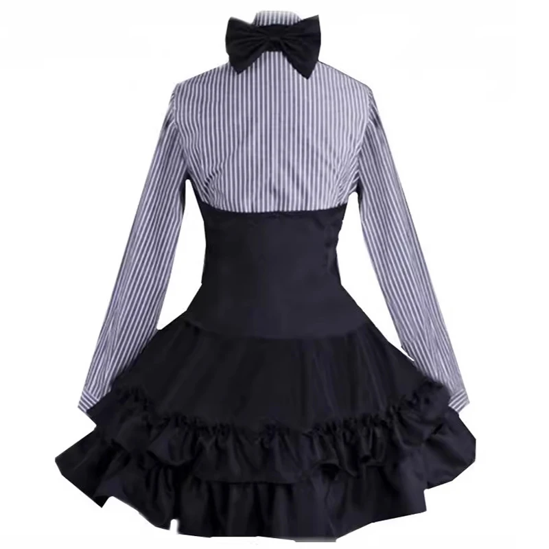 Miku Cosplay Costumes Poker Face Striped Top And Black Dress Anime Role Play Suit Halloween Carnival Party Dressing For Women