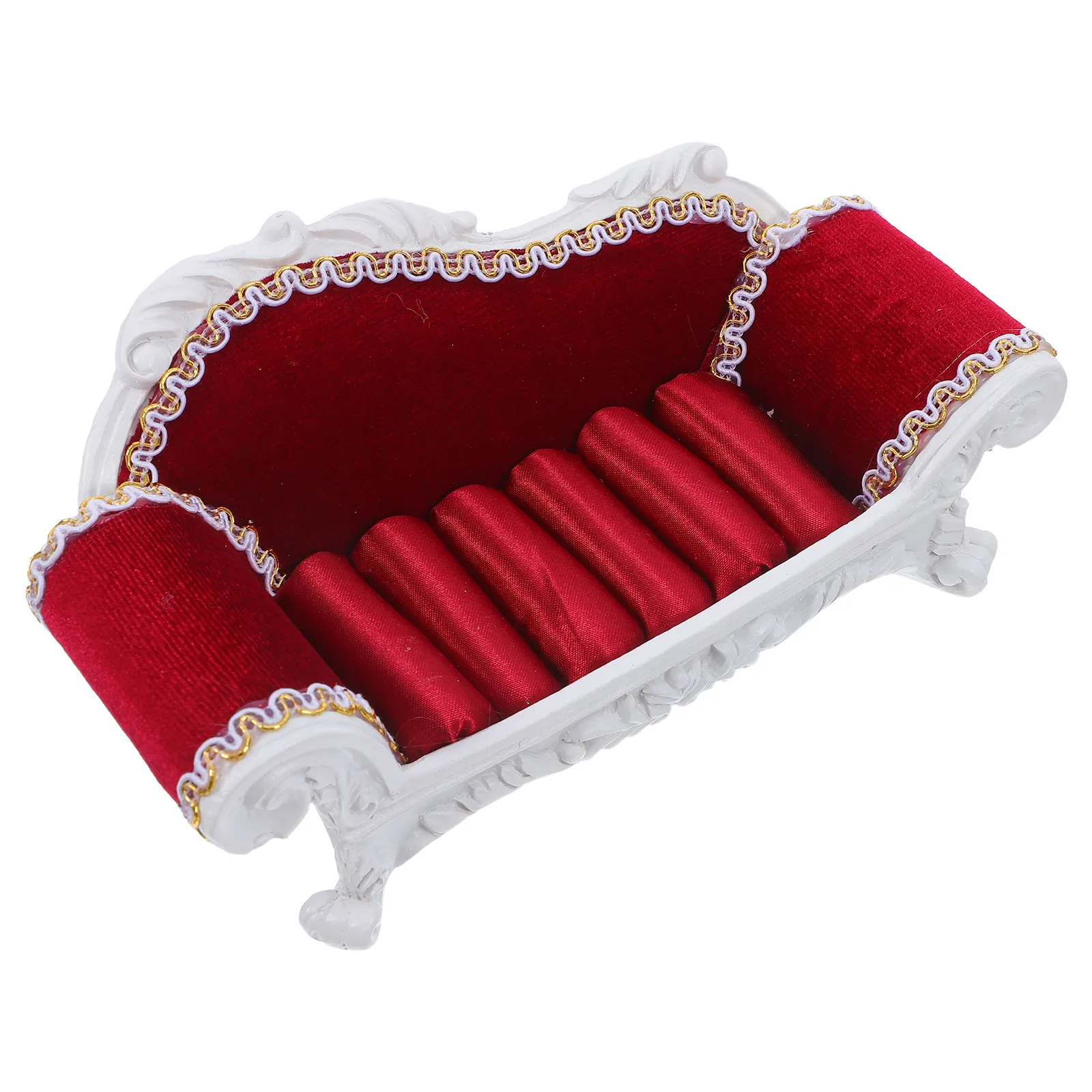 

Jewelry Display Stand Sofa-Shaped Ring and Earring Holder Organizer Premium Resin Cloth Texture Damage-Proof Tabletop Decoration