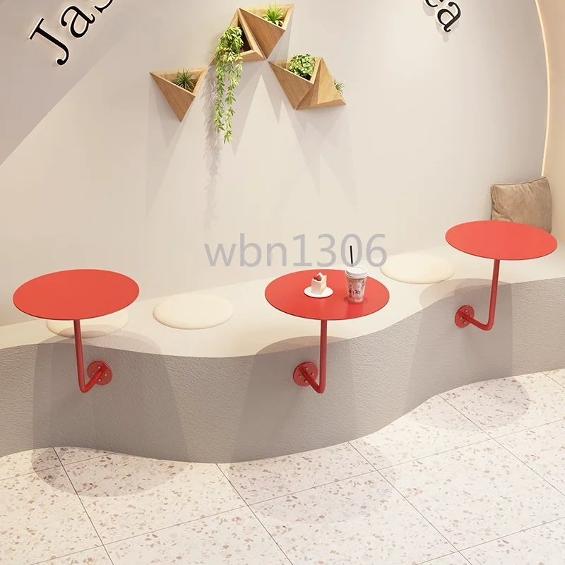 

Milk tea cafe booth table, wall-mounted coffee table small round table