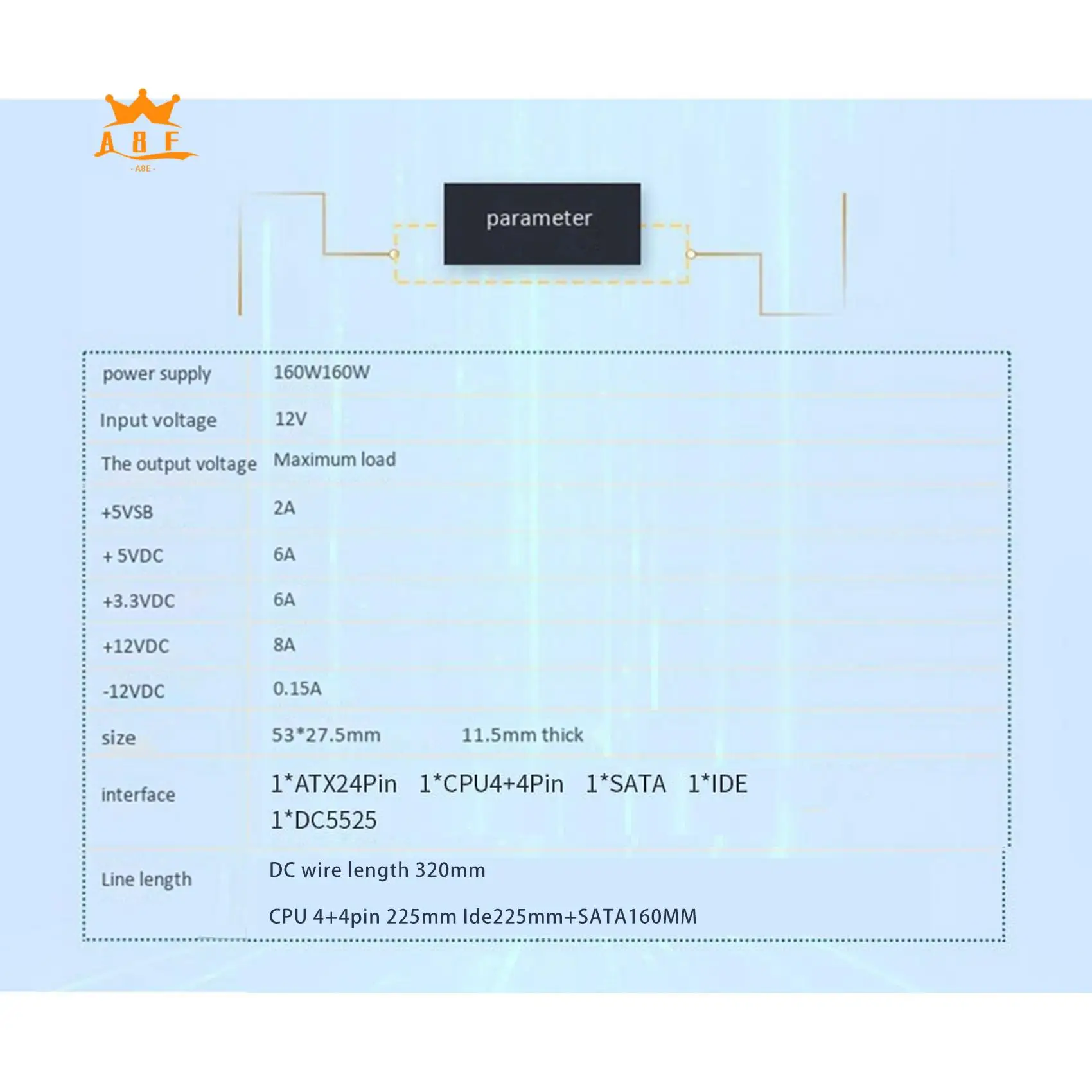 

A08E-DC ATX PSU PICO-BOX 12 В 160 Вт Pico ATX Switch Peak PSU 24Pin MINI ITX DC для автомобиля ATX Блок питания для ПК с широким входом Компьютер