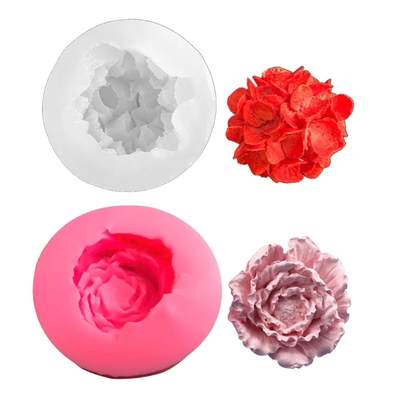 K1MF 3D Peony Molds DIY Baking Molds Flower Silicone Mould Handmade Castings Molds for Cake Chocolate Decorations