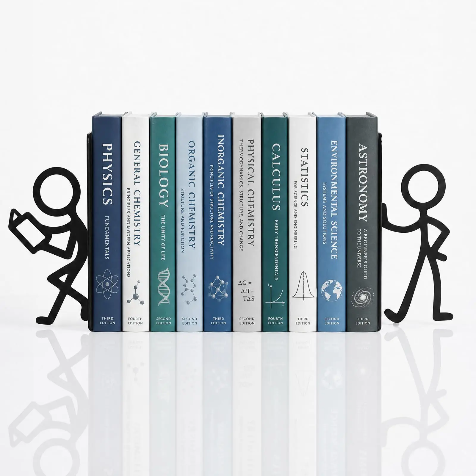 2PCS Creative Metal Bookends Stick Figure Decorative Book Stoppers Heavy Duty Book Holder for Shelf Desk Office Home Decor