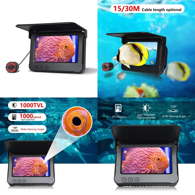 Factory Custom 20M Underwater 700TVL 4.3inch Fishing Gear for Ice Lake Boat Kayak Fishing