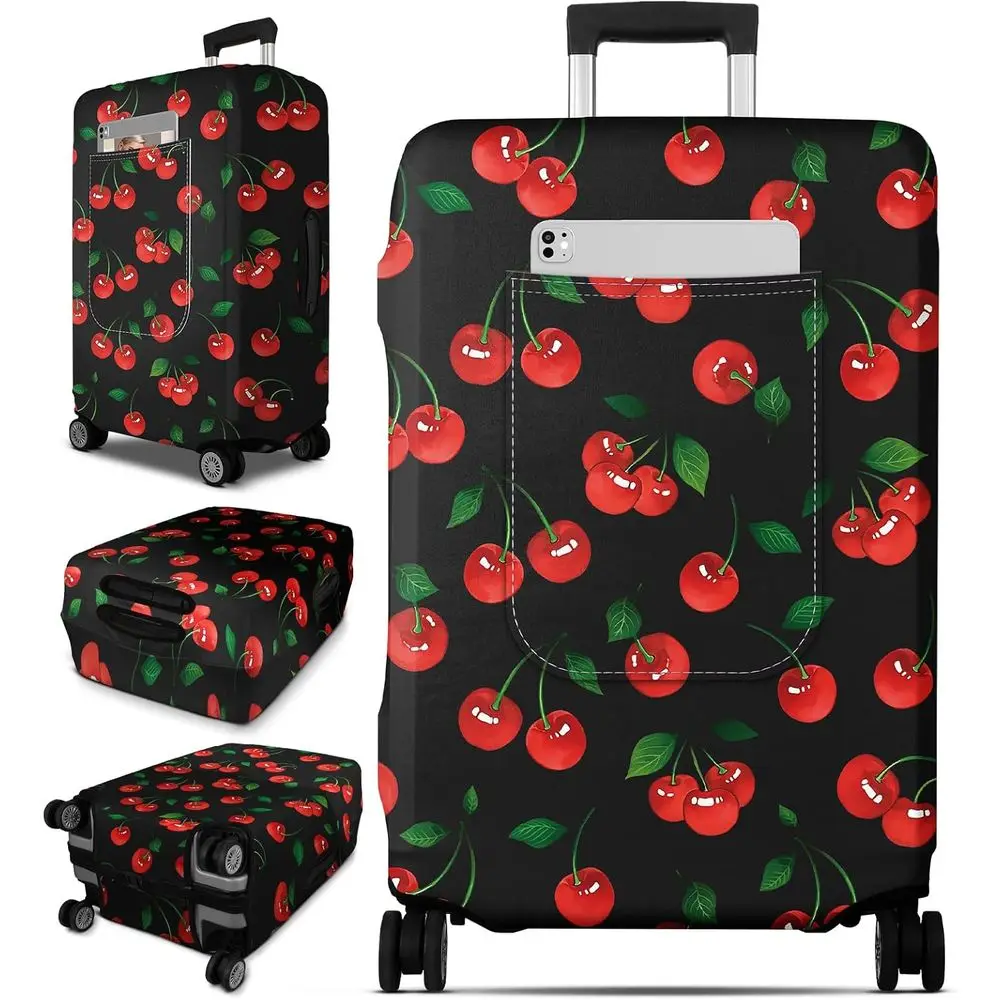Large Suitcase Cover - TSA Approved, Stretchable, Washable Travel Bag for 18-32 Inch Luggage - Cherry