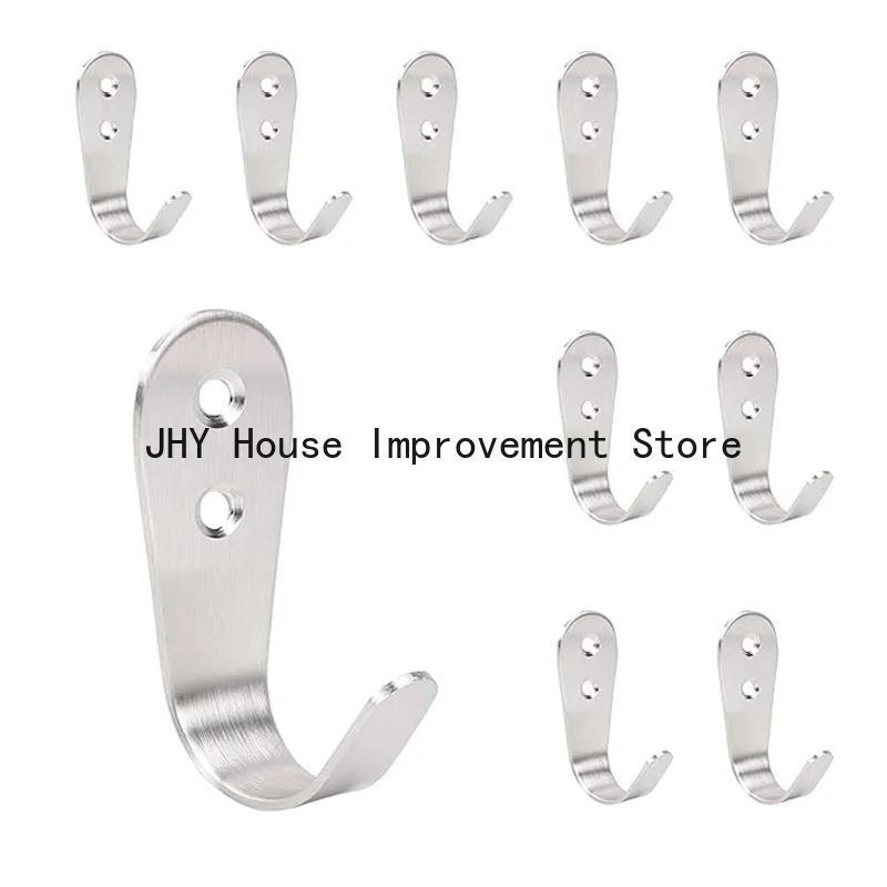 10Pcs Coat Hooks Wall Mounted,Heavy Duty Stainless Steel Brushed Hooks, for Hanging Clothes Jackets Robes Towels Hats Keys Bags