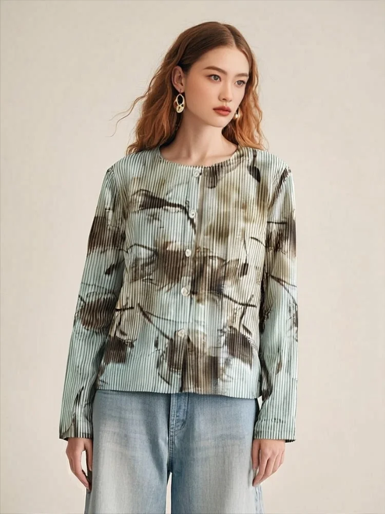 

Miyake Pleated 2025 Summer New Top Long Sleeved Single Breasted Niche Fashion Loose Oversized Fashionable Comfortable Jacket