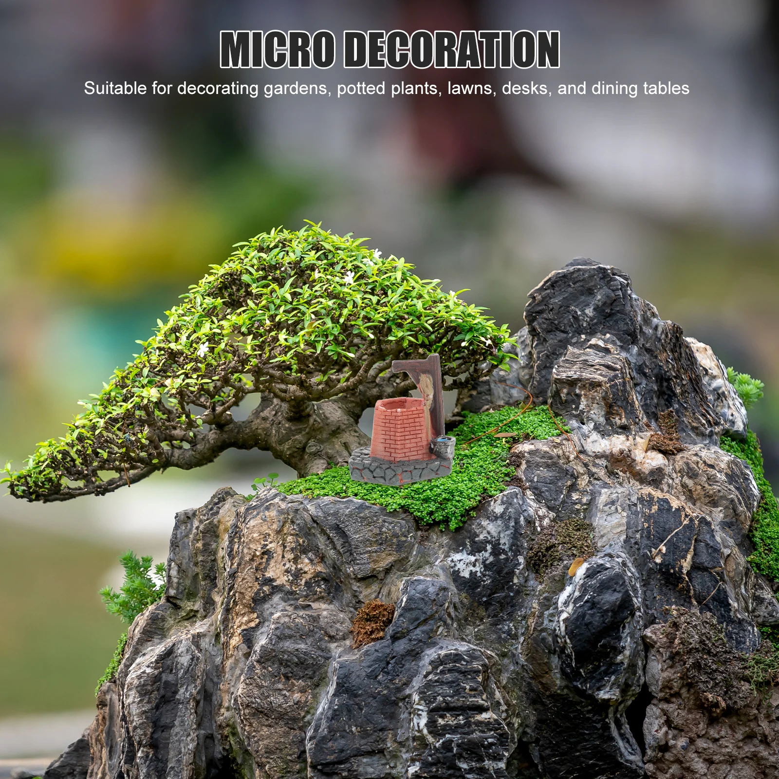 

Retro Hexagonal Well Figurine Realistic Miniature Water Well Model Garden Accessories Indoor Decor S stone Scene Craft