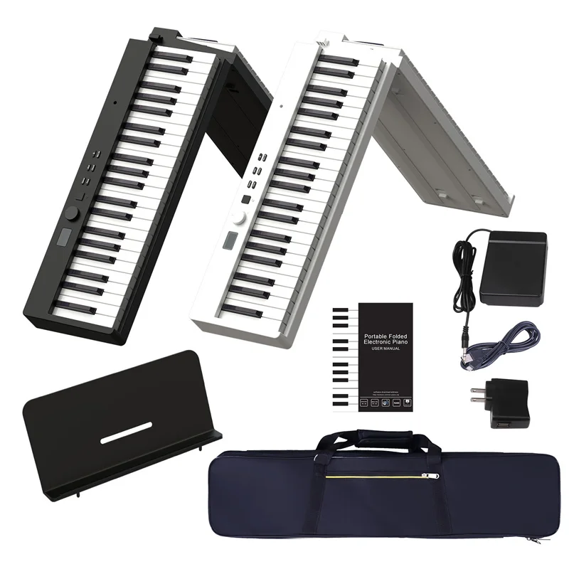 88Keys Foldable Electronic Piano Multifunctional Portable Digital Piano 128 Rhymes for Student Musical Instrument