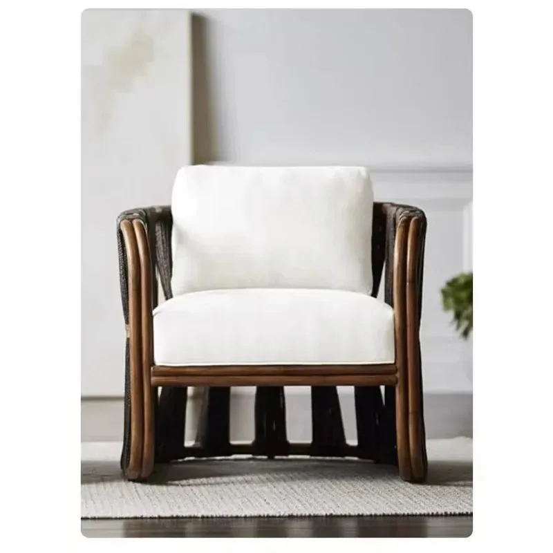 Vintage Southeast Asian Rattan Sofa Chair Creative Single Outdoor Furniture Bedroom Balcony Courtyard Garden Villa