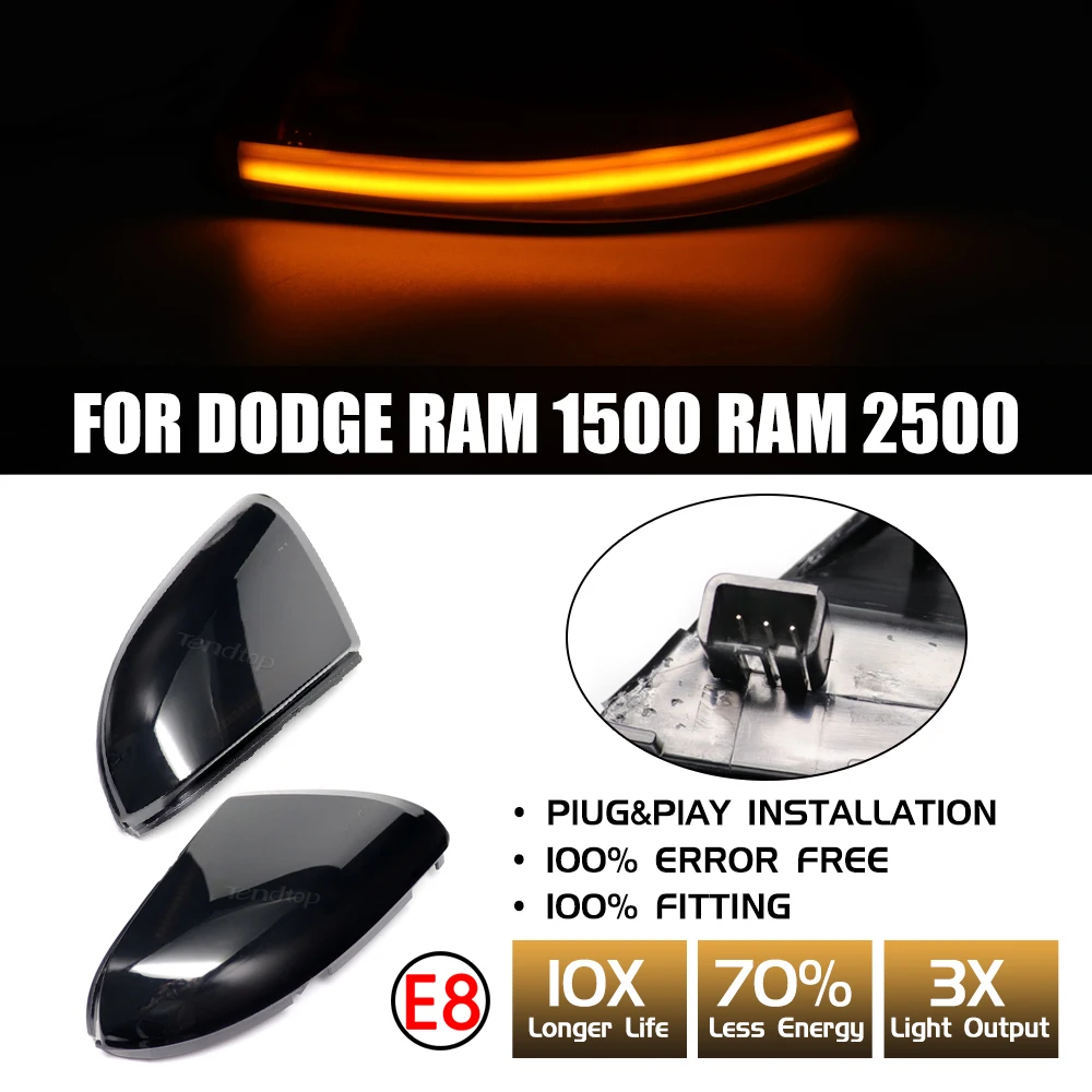 LED Dynamic Turn Signal Lights White Parking Light Blinker Rearview Mirror Indicator Lamp  For Dodge Ram 1500 2500 3500 Classic