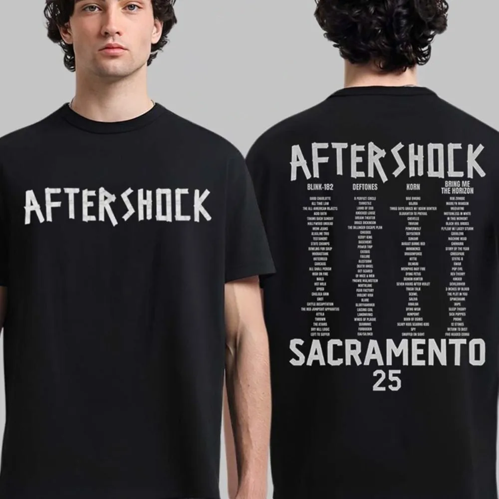 Aftershock Festival 2025 Sacramento California Tape Up Logo With Lineup Shirt