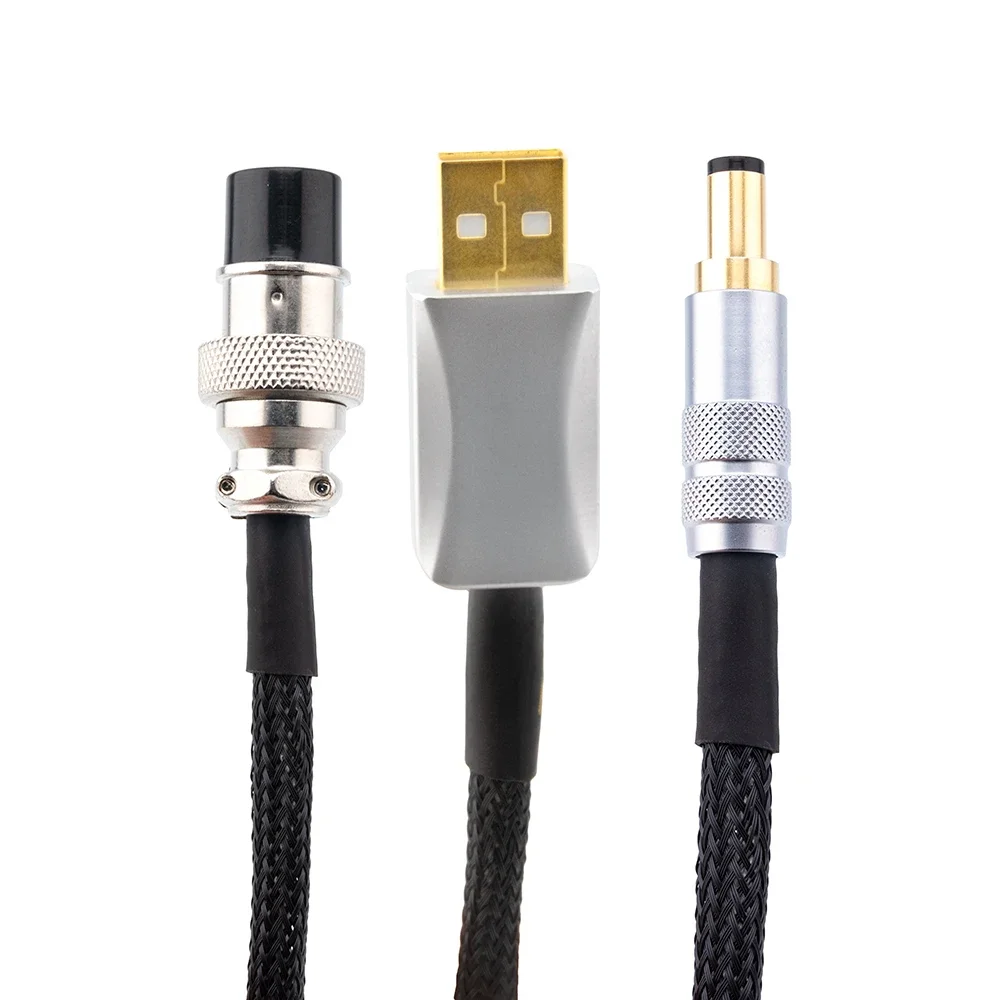 Hifi  Silver Plated DC Power Cable GX16-2 Pin To 5.5*2.5/2.1MM AC/DC Phono Amplifier Linear Power Supply Output Cable