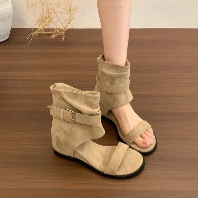 French Niche High Wedge Cool Boots for Women  New One-line Strap Versatile Roman Sandals view 4